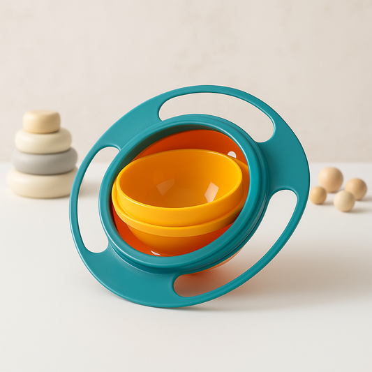 360 degree spill-proof baby gyro snack bowl