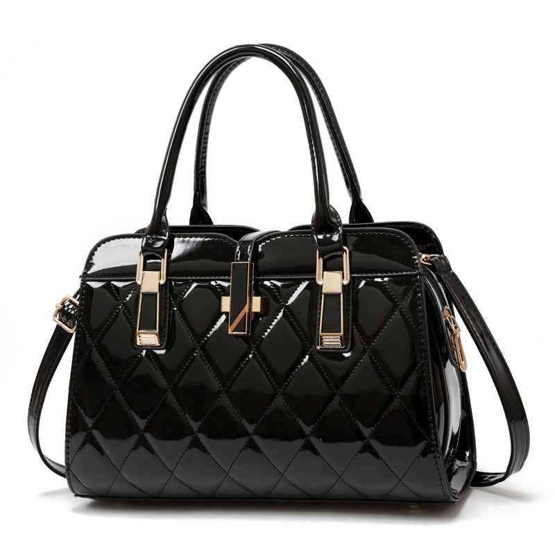 Women's messenger shoulder bag with lock closure