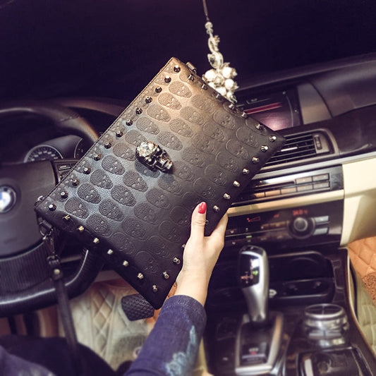 Black PU leather clutch bag