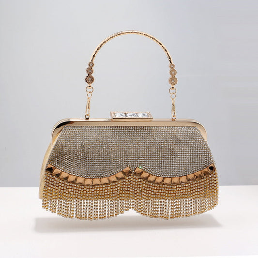 Rhinestone evening bag in gold